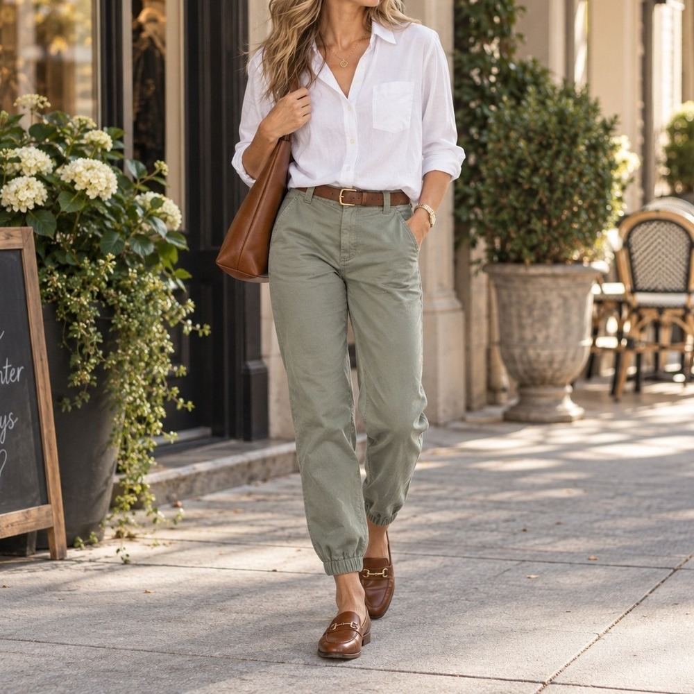 Talbots Sage Green chino Jogger Size XS Coastal Preppy Elevated Basics